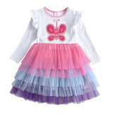 Autumn Girls Dress Butterfly Sequins Kids Long Sleeve Dresses Baby Girls Princess Dress Party Clothes Birthday Dresses