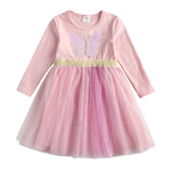 Autumn Girls Dress Butterfly Sequins Kids Long Sleeve Dresses Baby Girls Princess Dress Party Clothes Birthday Dresses