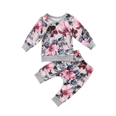 Newborn Baby Girls Clothes Coats T-shirt Tops+Floral Pants Outfits Set -  - BabyShop18