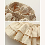 Double Layers Tutu Skirt for Girls Clothes Summer Vintage Linen Cotton Kids Pettiskirt for Toddler Girls Clothing Cake Skirt
