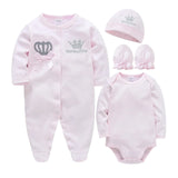 100% Cotton Newborn Autumn & Winter Long-sleeved Rompers Set 0-12M Baby Clothes Set Bodysuits One-Pieces Winter Baby Clothes