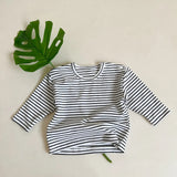 2023 Autumn New Baby Long Sleeve T Shirt Cotton Boy Striped Bottoming Tops Girl Solid Simple Casual Pullover Infant Clothes