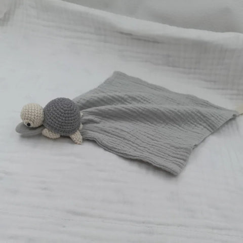 Baby Sleeping Toy Soother Towel Bib Animal Sea Turtle Doll Infants Soft Comfort Bib Wooden Teether Ring Baby Security Blanket