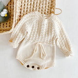 2025 Spring Baby Clothes Girls Romper Autumn Long Sleeve Baby Girl Knit Hollow Out Rompers Baby Jumpsuit Baby Clothes
