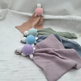 Baby Sleeping Toy Soother Towel Bib Animal Sea Turtle Doll Infants Soft Comfort Bib Wooden Teether Ring Baby Security Blanket