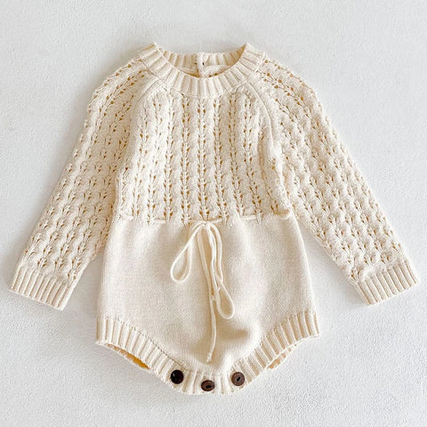 2025 Spring Baby Clothes Girls Romper Autumn Long Sleeve Baby Girl Knit Hollow Out Rompers Baby Jumpsuit Baby Clothes
