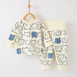 Children's 2-Piece Set Of Cotton Pyjamas Underwear Boneless A Toddler Long-Sleeved Trousers Baby Clothes Baby Clothes Homewear