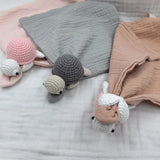 Baby Sleeping Toy Soother Towel Bib Animal Sea Turtle Doll Infants Soft Comfort Bib Wooden Teether Ring Baby Security Blanket