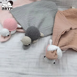 Baby Sleeping Toy Soother Towel Bib Animal Sea Turtle Doll Infants Soft Comfort Bib Wooden Teether Ring Baby Security Blanket