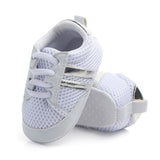 Baby Shoes Newborn Boys Sneaker Girls Two Striped First Walkers Kids Toddlers Lace Up PU Leather Soft Soles Sneakers 0-18 Months