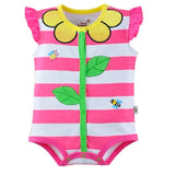 Hooyi Floral Stripe Baby Girls Bodysuits 100% Cotton baby girl clothes newborn jumpsuit ropa de bebe -  - BabyShop18