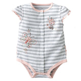 Hooyi Floral Stripe Baby Girls Bodysuits 100% Cotton baby girl clothes newborn jumpsuit ropa de bebe -  - BabyShop18