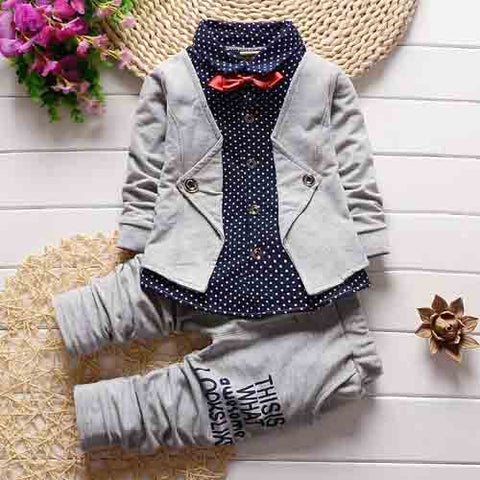 Infant Formal uniform suit 2017 Baby Boys Wedding Clothing Sets Newborn children Bow tie jacket + pants toddler clothes -  - BabyShop18