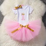 Baby Girl Clothes 1st Birthday Cake Smash Outfits Infant Clothing Sets Romper+Tutu Skirt+Flower Cap Newborn -  - BabyShop18