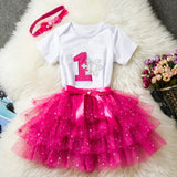 Baby Girl Clothes 1st Birthday Cake Smash Outfits Infant Clothing Sets Romper+Tutu Skirt+Flower Cap Newborn -  - BabyShop18