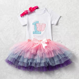 Baby Girl Clothes 1st Birthday Cake Smash Outfits Infant Clothing Sets Romper+Tutu Skirt+Flower Cap Newborn -  - BabyShop18