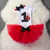 Baby Girl Clothes 1st Birthday Cake Smash Outfits Infant Clothing Sets Romper+Tutu Skirt+Flower Cap Newborn -  - BabyShop18