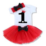 Baby Girl Clothes 1st Birthday Cake Smash Outfits Infant Clothing Sets Romper+Tutu Skirt+Flower Cap Newborn -  - BabyShop18