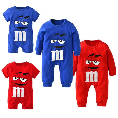 baby boys girls clothes newborn blue and red Long sleeve Cartoon printing Jumpsuit Infant clothing set -  - BabyShop18